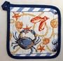 Nautical Blue Crab Fish Beach Kitchen Dinning Potholder