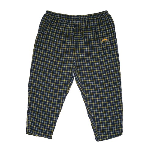 Mens NFL San Diego Chargers Plaid Cotton Thermal Sleepwear / Pajama Pants - Blue & Yellow (Size: 6XL)