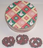 Scott's Cakes 1 lb. Dark Chocolate Covered Pretzel with Christmas Jimmies & Chocolate Chips in a Snowman Tin