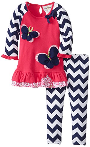 Rare Editions Little Girls' Butterfly Applique Legging Pant Set