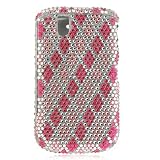 Premium Luxurious Designer Hard Diamond Crystal Snap-on Case for Blackberry Tour 9630 Case - Diamond Hot Pink Diagonal Checkers
