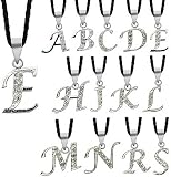 Cute Alphabet Silver Pendants E - Pendant size is about 3/4' (18MM) - Comes with 16 inch Japanese silk cord necklace with silver clasp & fittings - Hand set with quality CZ crystals. Beautifully designed and hand polished to a very high jewellery standard. Packed in a velvet pouch