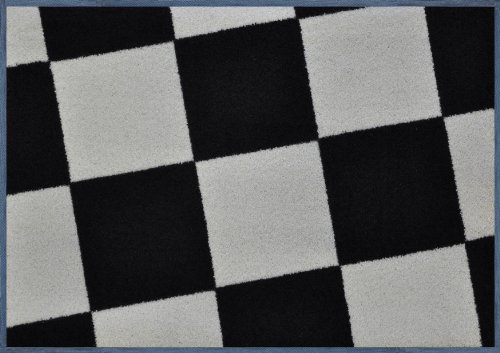 Wash+dry 012191 Fu&szlig;matte Karo 60 x 85 cm, schwarz / wei&szlig;