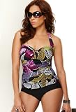 Avenue Plus Size Glam Halter Swim Top with Tummy Control
