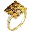 14K Yellow Gold Multi-Color Quartz and Diamond Ring