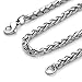 Zysta 3mm Wide 20Inch Silver Necklace Wheat Chain Replacement 316L Stainless Steel Link Cable Rope Lobster Clasp for Men Women