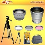 ULTIMATE 10PC LENS SET FOR CANON DC-330 DC-320 DC-310 INCLUDES 3X TELEPHOTO LENS,WIDE LENS,FILTER SET,CASE,TRIPOD+MORE
