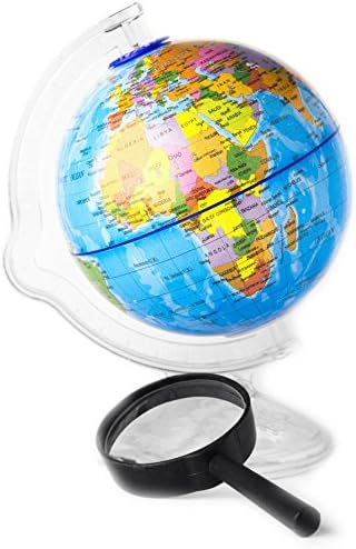 Kids Globe (Piggy Bank) with Magnifying Glass - Cute World Globe Children's Toy, 4.2" (10.6cm)
