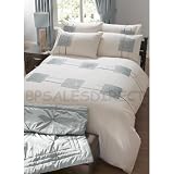 LUXURY EMBROIDERED DOUBLE BED QUILT DUVET COVER BEDDING SET MODE DUCK EGG BLUE