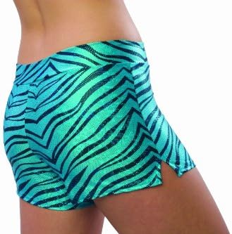 Adult Zebra Glitter Shorts, 2XL, Turquoise/Black