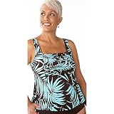 Caribbean Joe Ferntastic Pleated Tankini Top