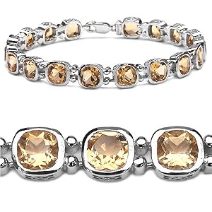 16.20 Carat Genuine Citrine Silver Bracelet by