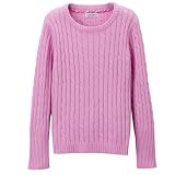 Cherokee Pink Edge Girls' Crew Cable Sweater - L