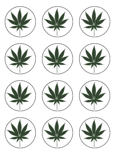 Twelve 2 Cannabis Edible Image Cupcake Toppers Decorations On