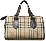 Burberry - Burberry Chester Check Coated Canvas Brown Leather Duffel 3200983