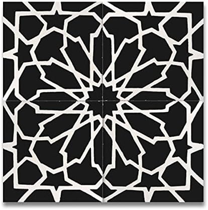 Bahja White and Black handmade Cement and Granite Moroccan 8 Inch X 8 inch Floor and Wall Tile (pack of 12)