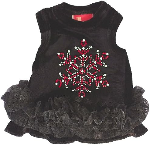The Dog Squad Velvet Snowflake Tutu Pet Dress, Medium, Black