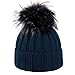 YUTRO Fashion Women's Fashionable Wool Winter Hat with Trendy Fox Pom Ocean Blue