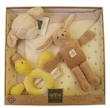 MiYim Infant Gift Set With Organic Rattle, Plush Toy and Burp Cloth --