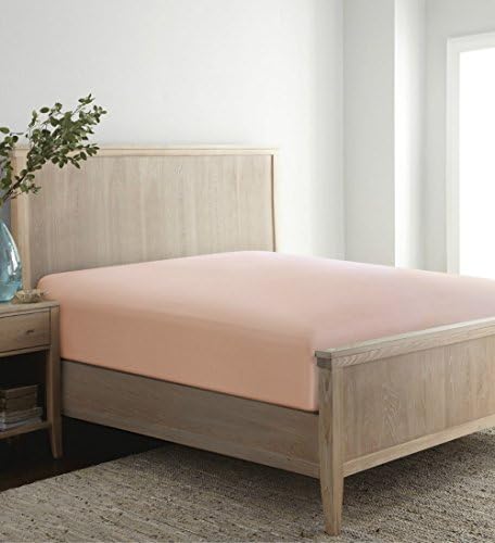 FT Home Fashion Solid Pink 100% Cotton Queen Size Fitted Sheet, 15 Inches Deep Pocket