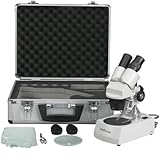 AmScope 10X-20X-30X-60X Binocular Stereo Microscope with Top & Bottom Lights + Aluminum Carrying Case