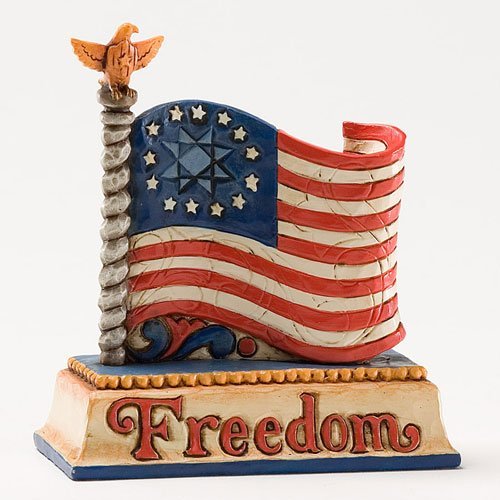 Enesco Jim Shore Heartwood Creek Mini Patriotic Flag Figurine, 3-1/4-Inch