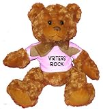 Writers Rock Plush Teddy Bear with WHITE T-Shirt