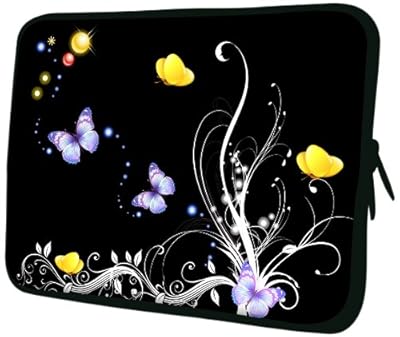 14 inch Aureate Butterfly Black Floral Notebook Laptop Sleeve Bag Carrying Case for MacBook, Acer, ASUS, Dell, HP, Lenovo, Sony, Toshiba
