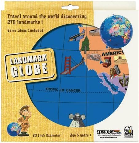 20" Inflatable Landmark Globe - 270 landmarks & cultural icons (Age 4+) by Dino Horizons
