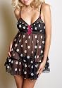 Betsey Johnson Intimates Dot Tricot Babydoll with Matching G-String Sleepwear