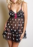 Betsey Johnson Intimates Dot Tricot Babydoll with Matching G-String Sleepwear