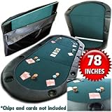 Trademark Poker 78 inch by 36 inch Texas Hold'em Poker Padded Table Top with Cupholders