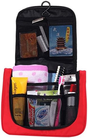 Lyceem Women's Polyester Red Hanging Toiletry Bag Basic
