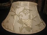 Crewel Lamp Shade Tree of Life Neutrals on Classic White Silk Organza