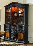 62" Credenza Base w/ Glass China Top by Hooker Furniture - Black Finish wit ....
