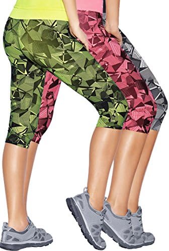 Haby Women's Leggings Fitted Capris Gym Workout Running Tights Wide Waistband