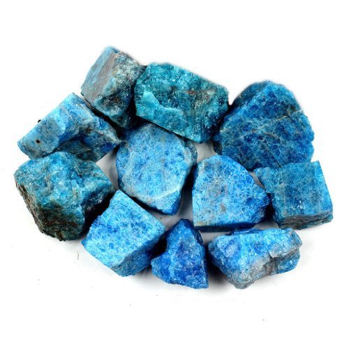 Crystal Allies Materials: 1lb Bulk Rough Blue Apatite Stones from Madagascar - Large 1" Raw Natural Crystals for Cabbing, Cutting, Lapidary, Tumbling, and Polishing & Reiki Crystal Healing *Wholesale Lot*