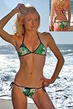 Connected Top & Brazilian Tie Bikini (Green Floral Print) Bikini