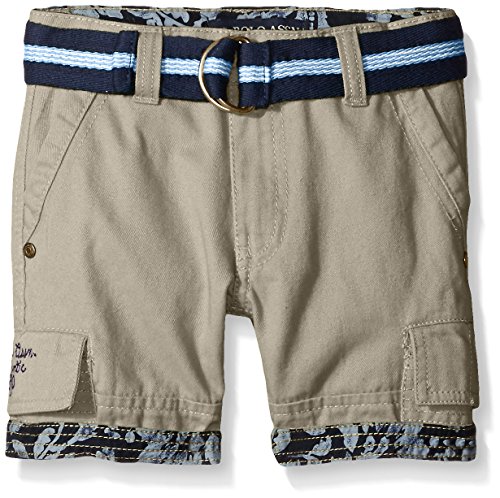 U.S. Polo Assn. Big Boys Belted Cargo Twill Short, Light Khaki, 12