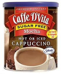 Caffe D'Vita Sugar Free Mocha Instant Cappuccino, 8.5-Ounce Canisters (Pack of 6)
