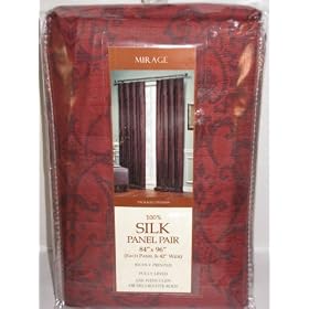 Mirage 100% Silk Lined Drapery Pair Drapes 84 x 96 Cranberry - Burgundy - Red
