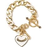 gold and white pave charm bracelet