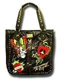 New Ed Hardy By Christian Audigier Bella Rhinestone Skull Tattoo Tote Handbag~newest 2009 Collection
