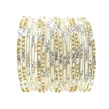 Beachcombers! Ethnic Glass Indian Wedding Bridal Bollywood Bangles Belly Dance Bracelets Set Clear, Gold, Silver