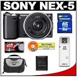 Sony Alpha NEX-5 Digital Camera Body & E 16mm f/2.8 Compact Interchangeable Lens (Black) with 8GB Card + Battery + Case + Accessory Kit