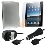 Apple iPad Combo Bundle Set: Black Car Charger + Black Travel Charger + Crystal Clear Square Hard Case + Anti-Glare Screen Protector for Apple iPad Tablet