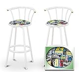 2 Jeff Gordon Nascar #24 Specialty / Custom White Barstools with Backrest S ....
