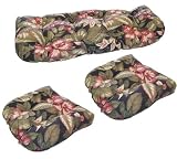 3-Piece Wicker Furniture Cushion Set - Exotic Black Floral