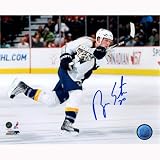 NHL Ryan Suter Nashville Predators White Jersey Slap Shot Horizontal Autographed 8-by-10-Inch Photograph