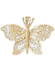 Dazzlers Solid 14k Gold Filigree Butterfly Charm Pendant Available in three colors from jewelsberry (weights: 5.6 grams only)